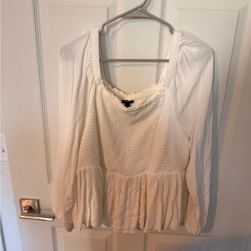 Torrid Peplum like long-Sleeve Top - White - Picture 4 of 6